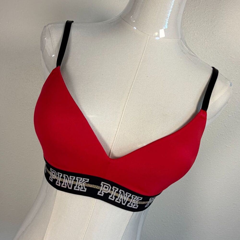 Victoria’s Secret PINK Bra 32C Red Wireless Lightly Lined T-Shirt